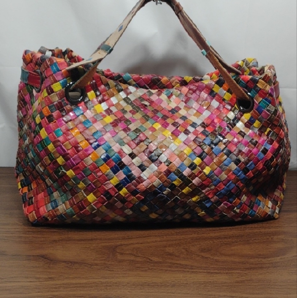 Multicolor Woven Tote Bag